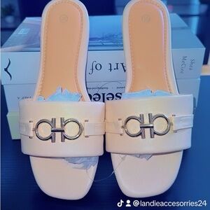 Elegant Cream Slide Sandals